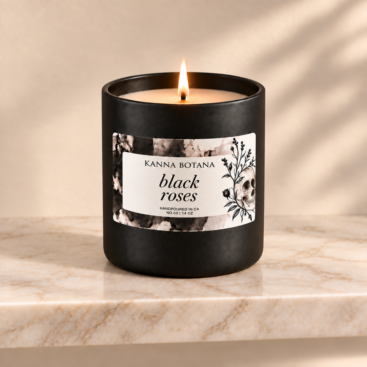Hand- Poured Soy Wax Candle | Black Roses